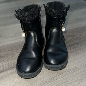 Black Faux Leather Boots